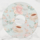 Shabby chic Tea Party Vrijgezellenfeest Wijnglaslabel (Voorkant)