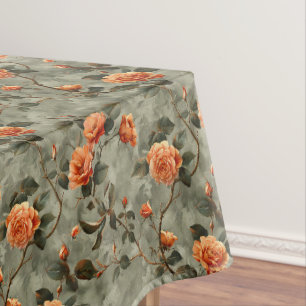 Shabby chic terracotta koperen salie rozen tafelkleed