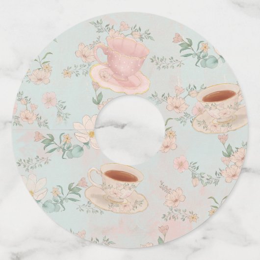 Shabby chic Theepartij Bruidsuitnodiging Wijnglaslabel (Voorkant)