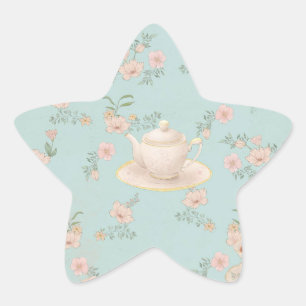 Shabby chic theepartij ster sticker