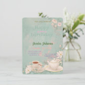 Shabby Chic Theepartij Uitnodiging (Staand voorkant)