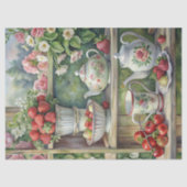  shabby chic theetafel aardbeien rozen tissuepapier (Voorkant)