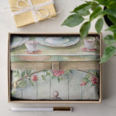 shabby chic theetafel aardbeien rozen tissuepapier (Geschenk)