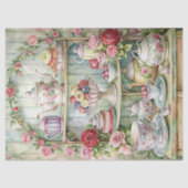 shabby chic theetafel aardbeien rozen tissuepapier (Voorkant)