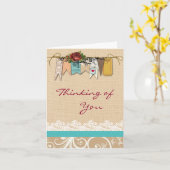 Shabby Chic Thinking of You Wenskaart Kaart (Gele Bloem)