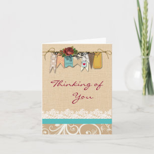 Shabby Chic Thinking of You Wenskaart Kaart