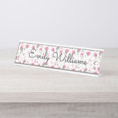 Shabby Chic Tiny  Roze White Feminine Bureau Naambordje (Voorkant)