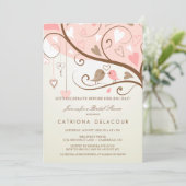 SHABBY CHIC TORTELDUIFJES BRIDAL SHOWER INVITATION KAART (Staand voorkant)