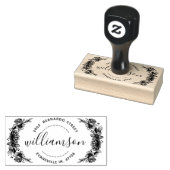 Shabby Chic Trendy Bloemenkrans Naam & Adres Rubberstempel (Gestempeld)