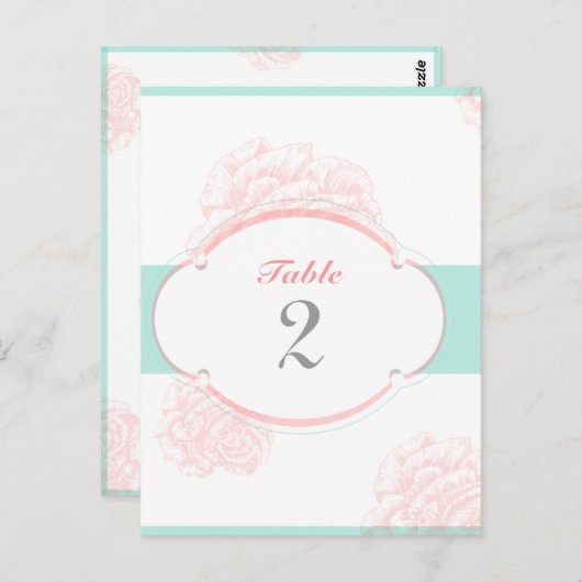 Shabby Chic Trouwtafel Nummer Briefkaart (Voorkant / Achterkant)