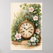 Shabby Chic Tuin Klok Wall Art Poster (Voorkant)