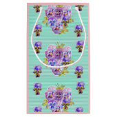 Shabby Chic Turquoise aqua bloemen Floral Gift Bag Klein Cadeauzakje (Achterkant)