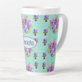 Shabby Chic Turquoise Aqua Pansy floral Latte Latte Mok (Rechterhoek)