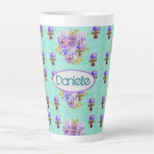 Shabby Chic Turquoise Aqua Pansy floral Latte Latte Mok (Voorkant)