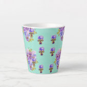 Shabby Chic Turquoise Aqua Pansy floral Latte Mok (Voorkant)