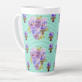 Shabby Chic Turquoise Aqua Pansy floral Latte Mok (Linkerhoek)