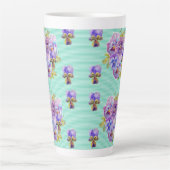 Shabby Chic Turquoise Aqua Pansy floral Latte Mok (Voorkant)