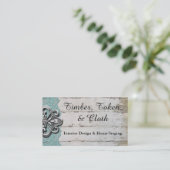 Shabby Chic Turquoise & White Wood Visitekaartjes (Staand voorkant)
