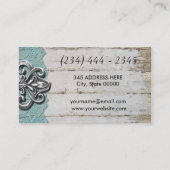Shabby Chic Turquoise & White Wood Visitekaartjes (Achterkant)