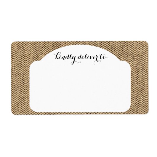 Shabby Chic Tweed Rustic Burlap Texture Etiket (Voorkant)