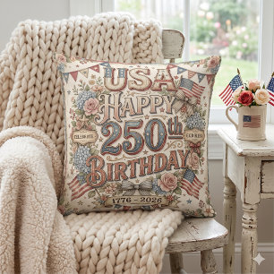 Shabby Chic USA 250e verjaardag bloemenkussen Kussen