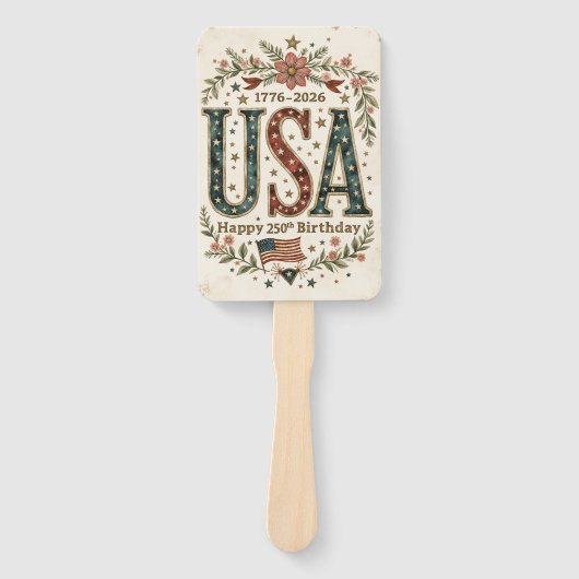 Shabby Chic USA 250e verjaardag handventilator Handwaaier (Voorkant)