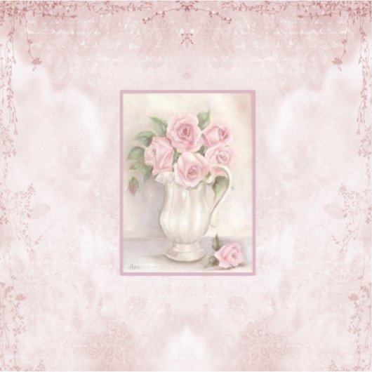 Shabby Chic Vase met Rozen Sticker (Voorkant)