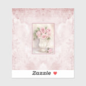 Shabby Chic Vase met Rozen Sticker (Vel)