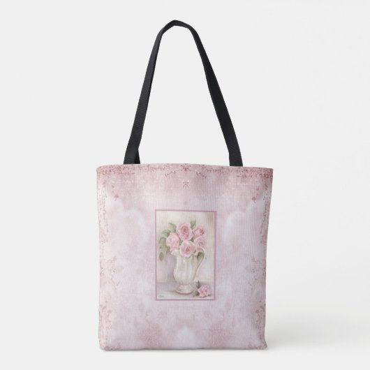 Shabby Chic Vase met Rozen Tote Bag (Achterkant)
