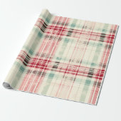 Shabby Chic Verdrietig Kerst Tartan Cadeaupapier (Uitgerold)