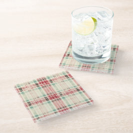 Shabby Chic Verdrietig Kerst Tartan Glazen Onderzetter