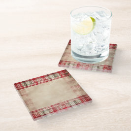 Shabby Chic Verdrietig Kerst Tartan Glazen Onderzetter
