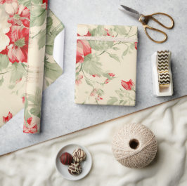 Shabby Chic Verdrietig Kerstmis Bloemen Tartan Cadeaupapier