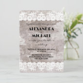 Shabby Chic verf en kant bruiloft uitnodiging (Staand voorkant)