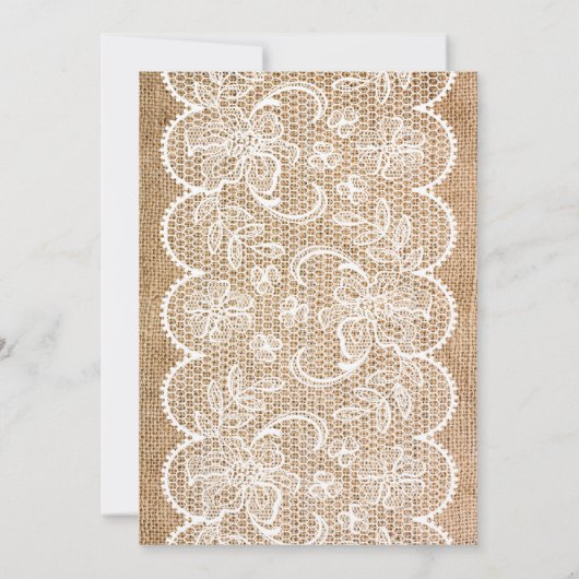 Shabby Chic verjaardagsuitnodiging, Burlap & Lace Kaart (Achterkant)