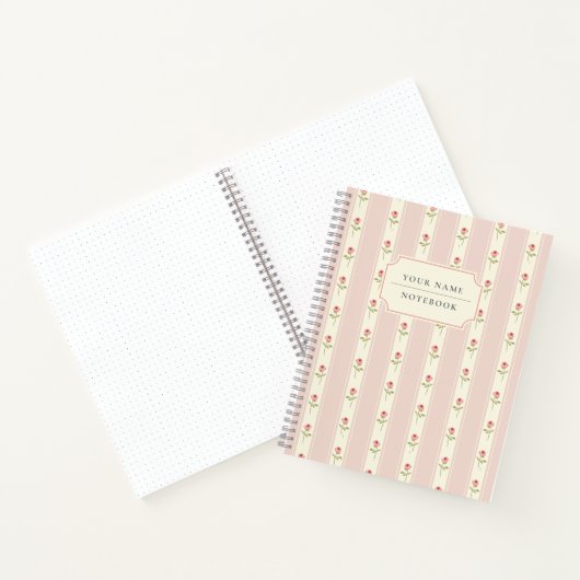 Shabby chic vibe roze bloemen op maat notitieboek (Binnen)
