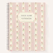 Shabby chic vibe roze bloemen op maat notitieboek (Voorkant)