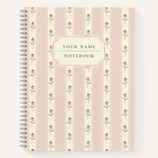 Shabby chic vibe roze bloemen op maat notitieboek (Voorkant)