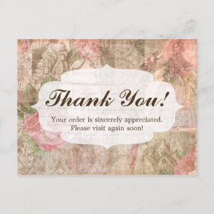 Shabby Chic Victoriaans Dames Mode Dank u Briefkaart