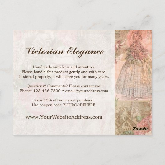 Shabby Chic Victoriaans Dames Mode Dank u Briefkaart (Achterkant)