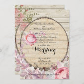 Shabby Chic Victoriaans Flower Wedding Invitation Kaart (Voorkant / Achterkant)