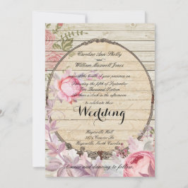 Shabby Chic Victoriaans Flower Wedding Invitation Kaart