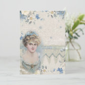 Shabby Chic  Victoriaans Lady met bloemen Bedankkaart (Staand voorkant)