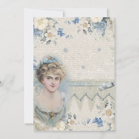 Shabby Chic  Victoriaans Lady met bloemen Bedankkaart (Achterkant)