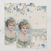 Shabby Chic  Victoriaans Lady met bloemen Bedankkaart (Voorkant / Achterkant)