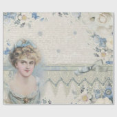 Shabby Chic  Victoriaans Lady met bloemen Cadeaupapier (Vlak)