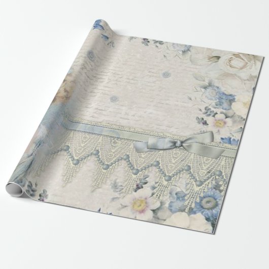 Shabby Chic  Victoriaans Lady met bloemen Cadeaupapier (Uitgerold)