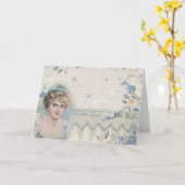 Shabby Chic  Victoriaans Lady met bloemen Kaart (Gele Bloem)
