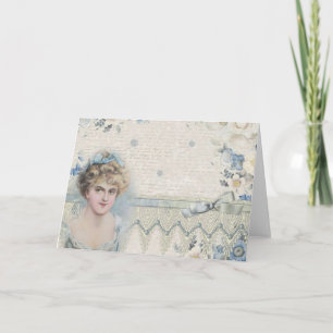 Shabby Chic  Victoriaans Lady met bloemen Kaart
