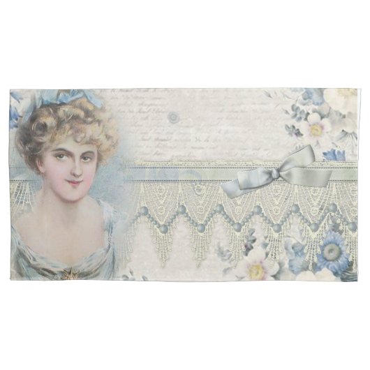 Shabby Chic Victoriaans Lady met bloemen Kussensloop (Voorkant)